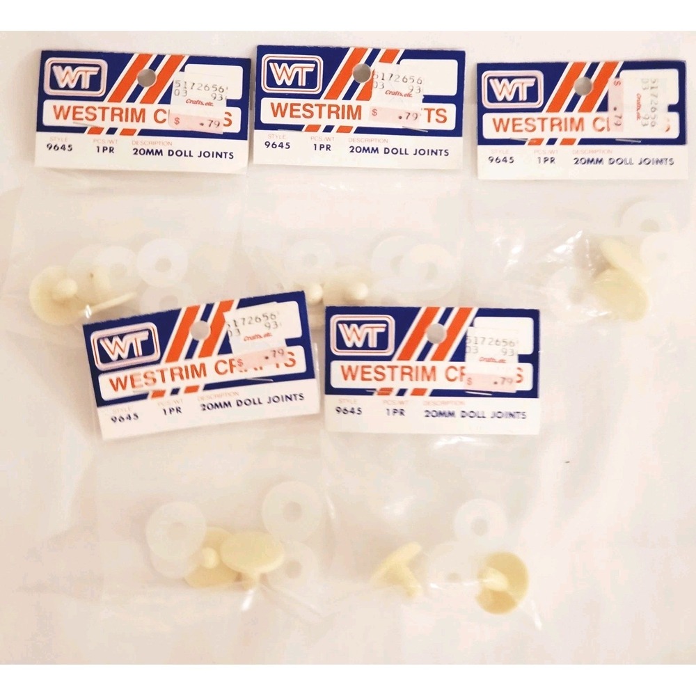 Westrim Crafts 9645  20mm Doll Joints 1 Pair Ea VTG‎ Sealed 5 Pkgs